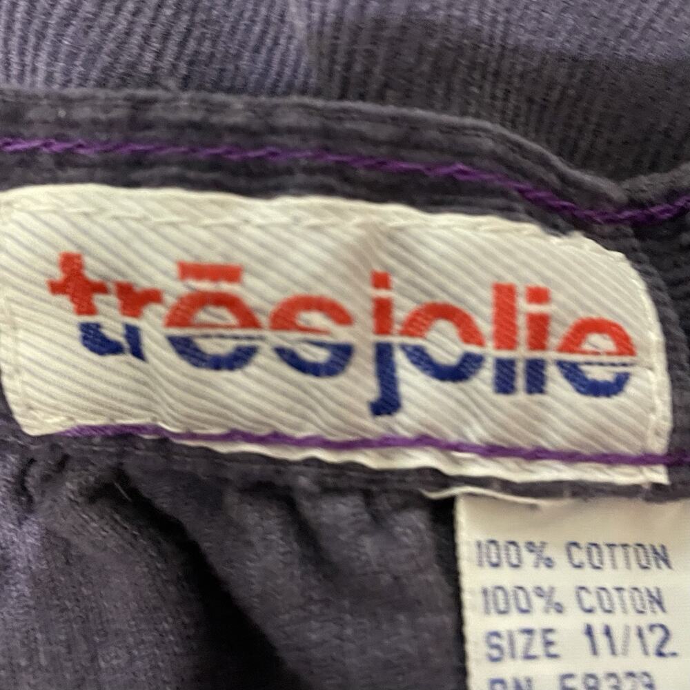Vintage Tres Jolie Skirt Sz 11 12 Purple Corduroy Prairie Ruffle Country A Line - Picture 6 of 8